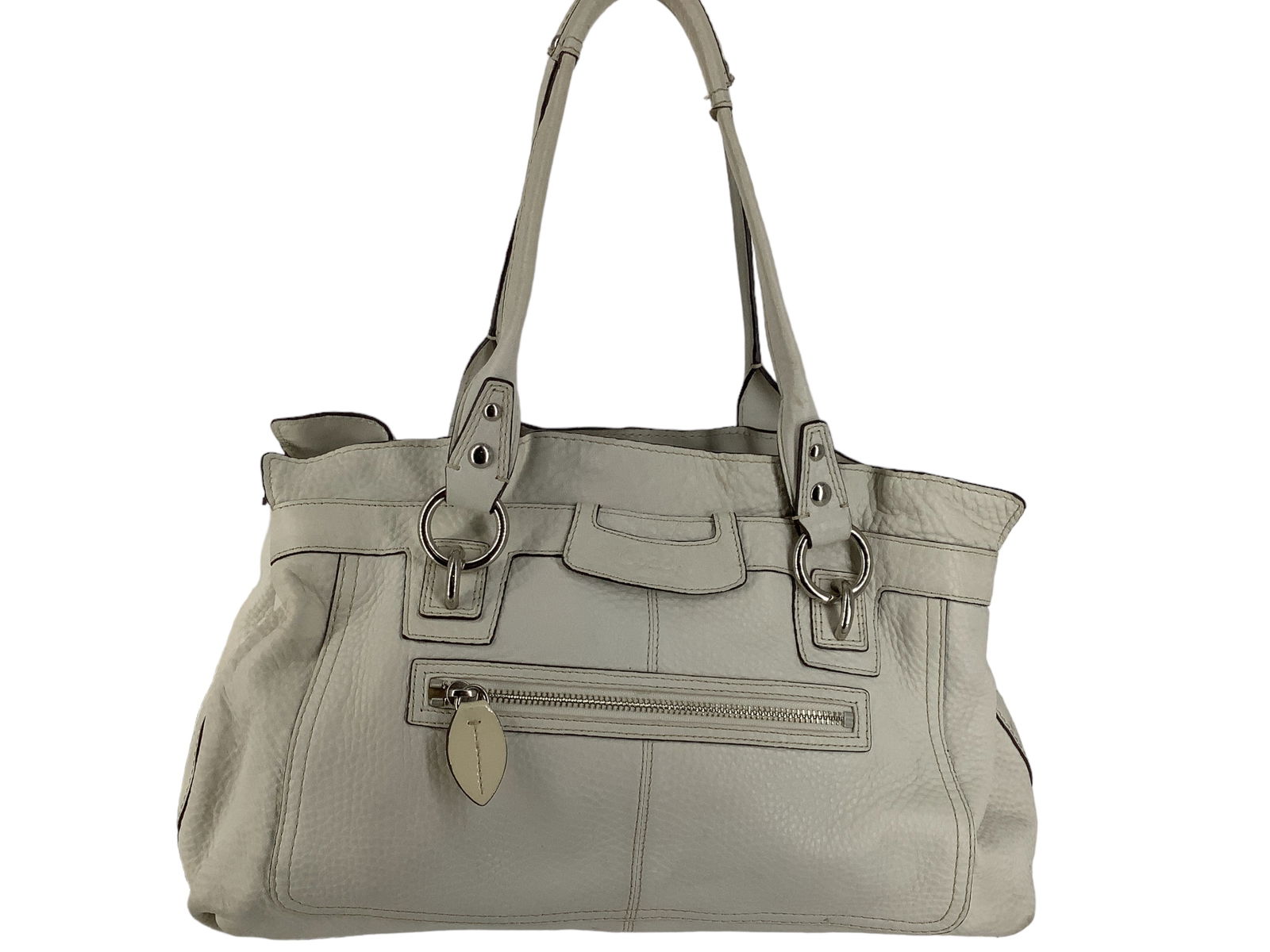 White Leather Coach Handbag (1 of 9)