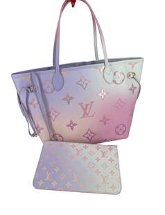 Louis Vuitton 2022 Spring In The City Monogram Sunrise Marshmallow Neverfull PM: Louis Vuitton 2022 Spring In The City Monogram Sunrise Marshmallow Neverfull PM Like new condition measuring approx. 18&#238;x 5.5&#238; x 11.25&#238;, with a double handle drop of (7.5&#238;) matchin