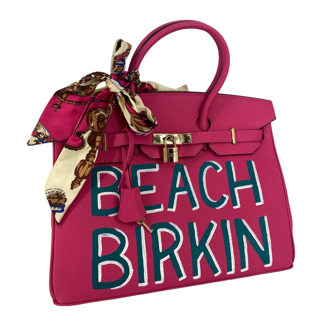 Hand Painted Birkin Style Handbag (1 of 6)