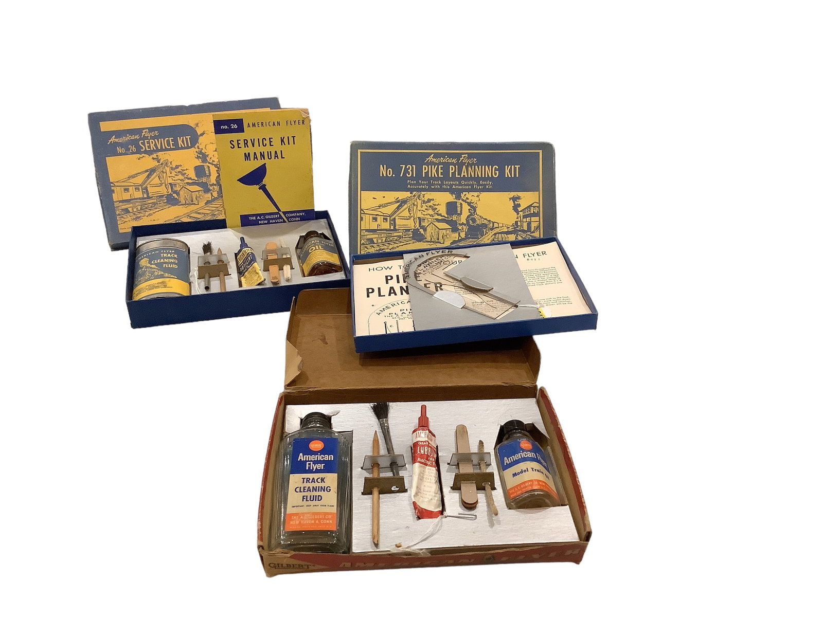 Postwar American Flyer #26 #23 Serves Set and #731 Pike Planning Kit all in Original Boxes: Postwar American Flyer #26 #23 Serves Set and #731 Pike Planning Kit all in Original Boxes