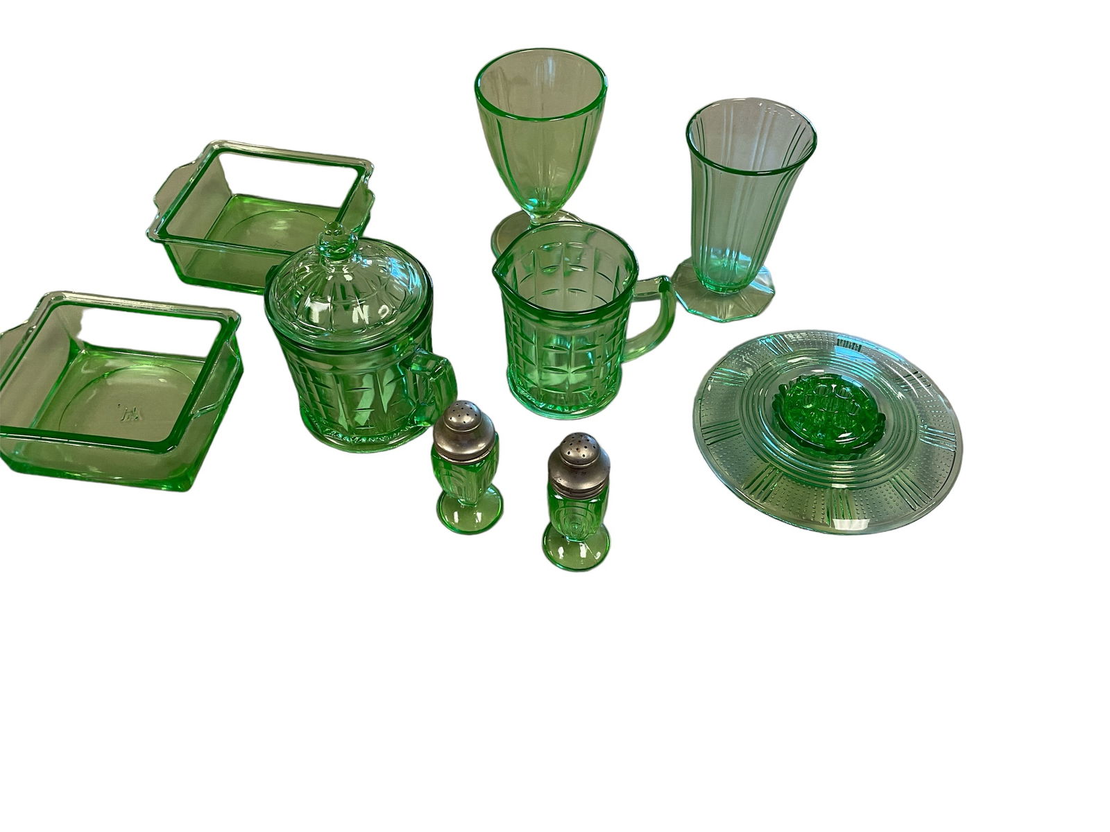 (9) Variety of Green Depression Glass (1 of 1)