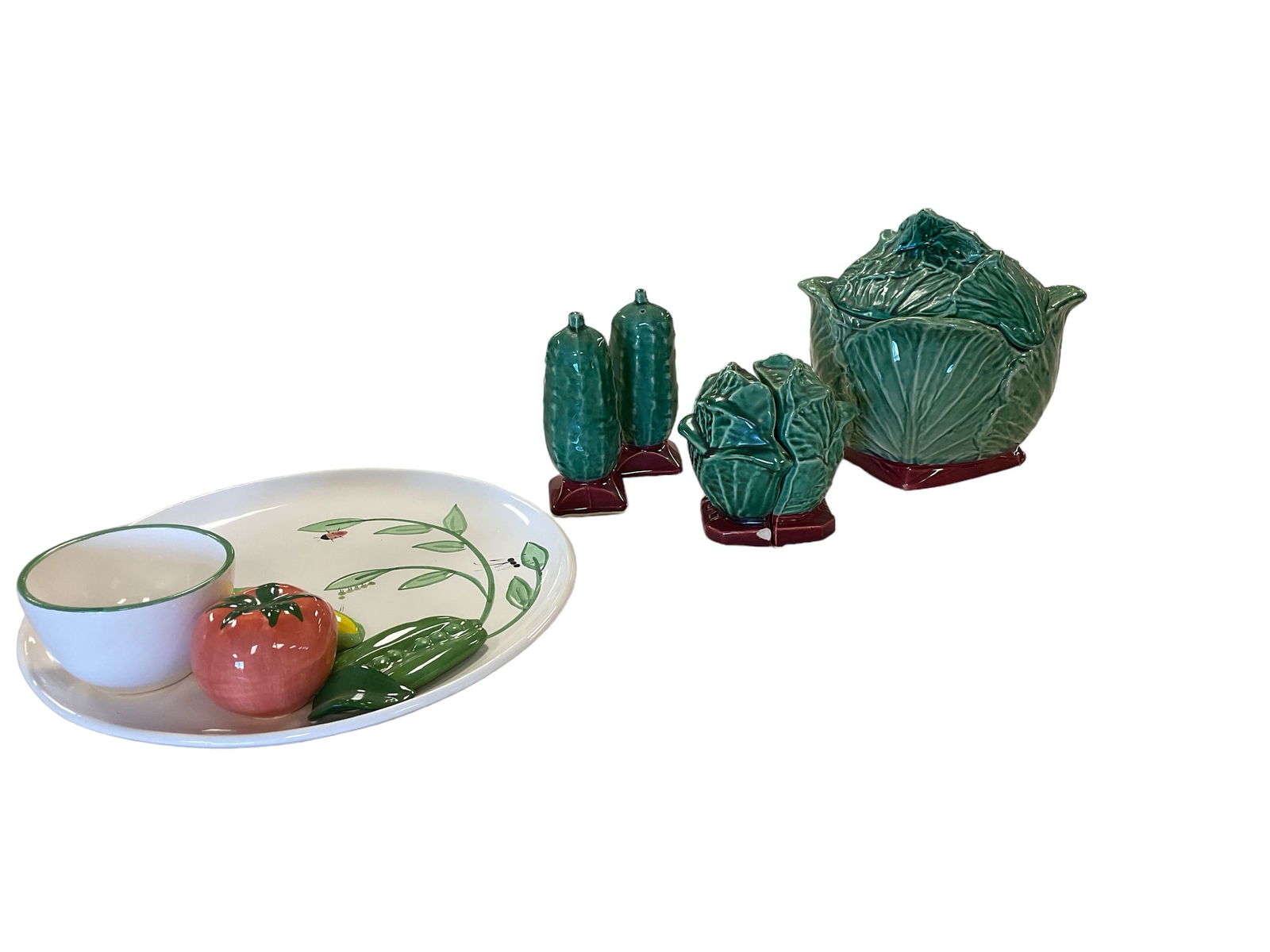 McCoy Cabbage Set and Briggs Pottery Plate (1 of 4)