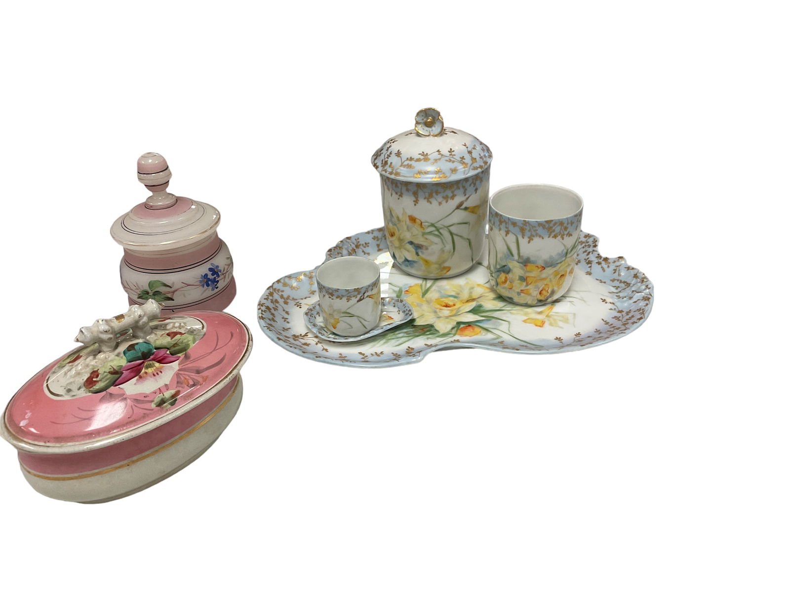 Antique French Floral Porcelain Bathroom Vanity Set (1 of 2)