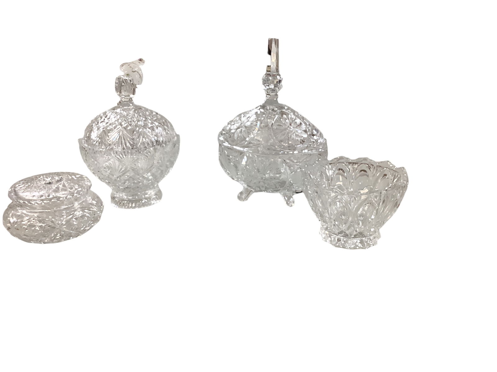 (4) Clear Pressed & Cut Glass Pieces (1 of 1)