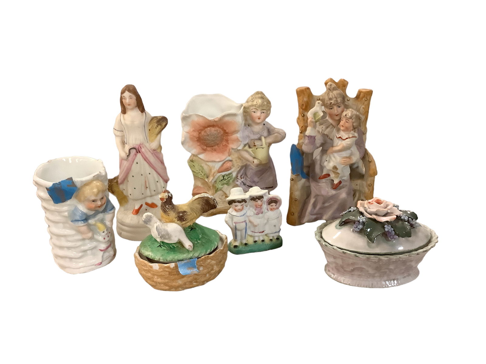 Vintage Miscellaneous Porcelain Bud Vases, Figurine And Trinket Boxes. Lot of (7). (1 of 5)