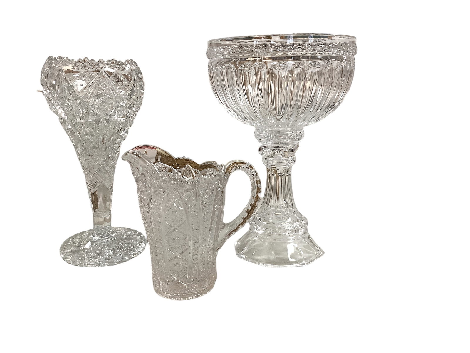 (3) Clear Pressed Glass Pieces (1 of 1)