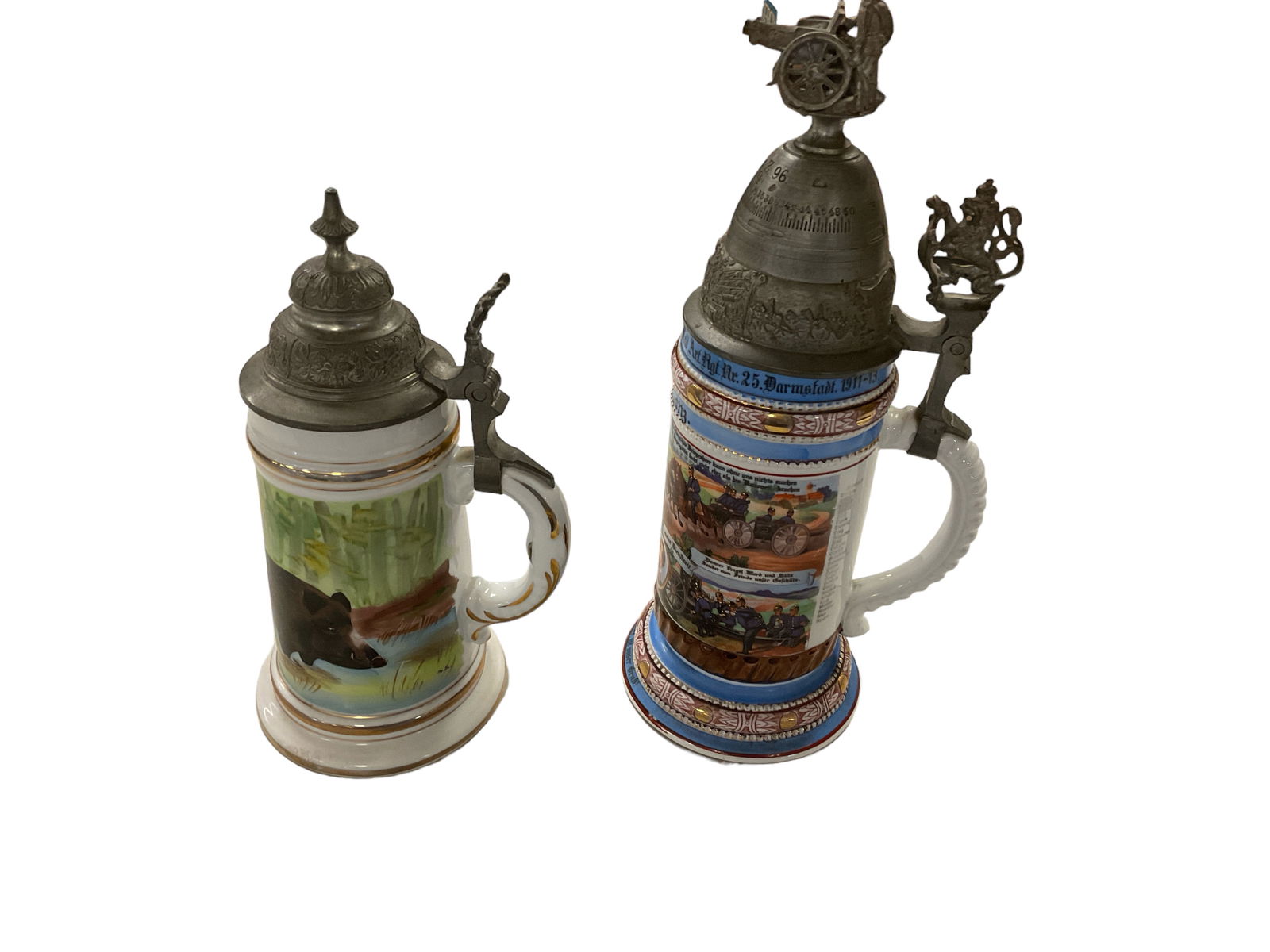 (1) German Stein & (1) Hand Painted Stein. (1 of 5)