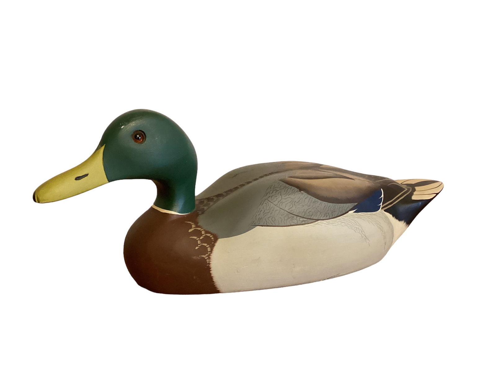 Wood Hand Painted Mallard Duck Decoy Dated Signed (1 of 4)