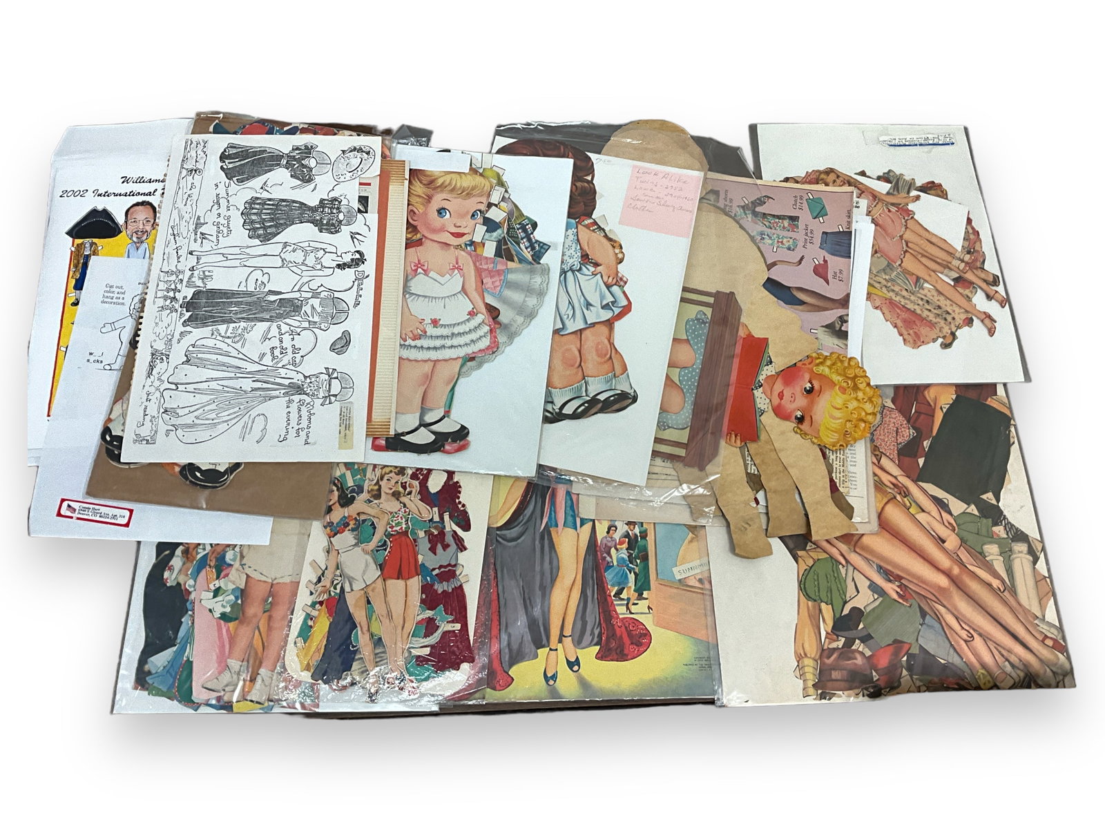 Vintage Cut Paper Dolls & 2002 Convention Paper Doll Ephemera: Vintage Cut Paper Dolls & 2002 Convention Paper Doll Ephemera Including Judy Holliday.