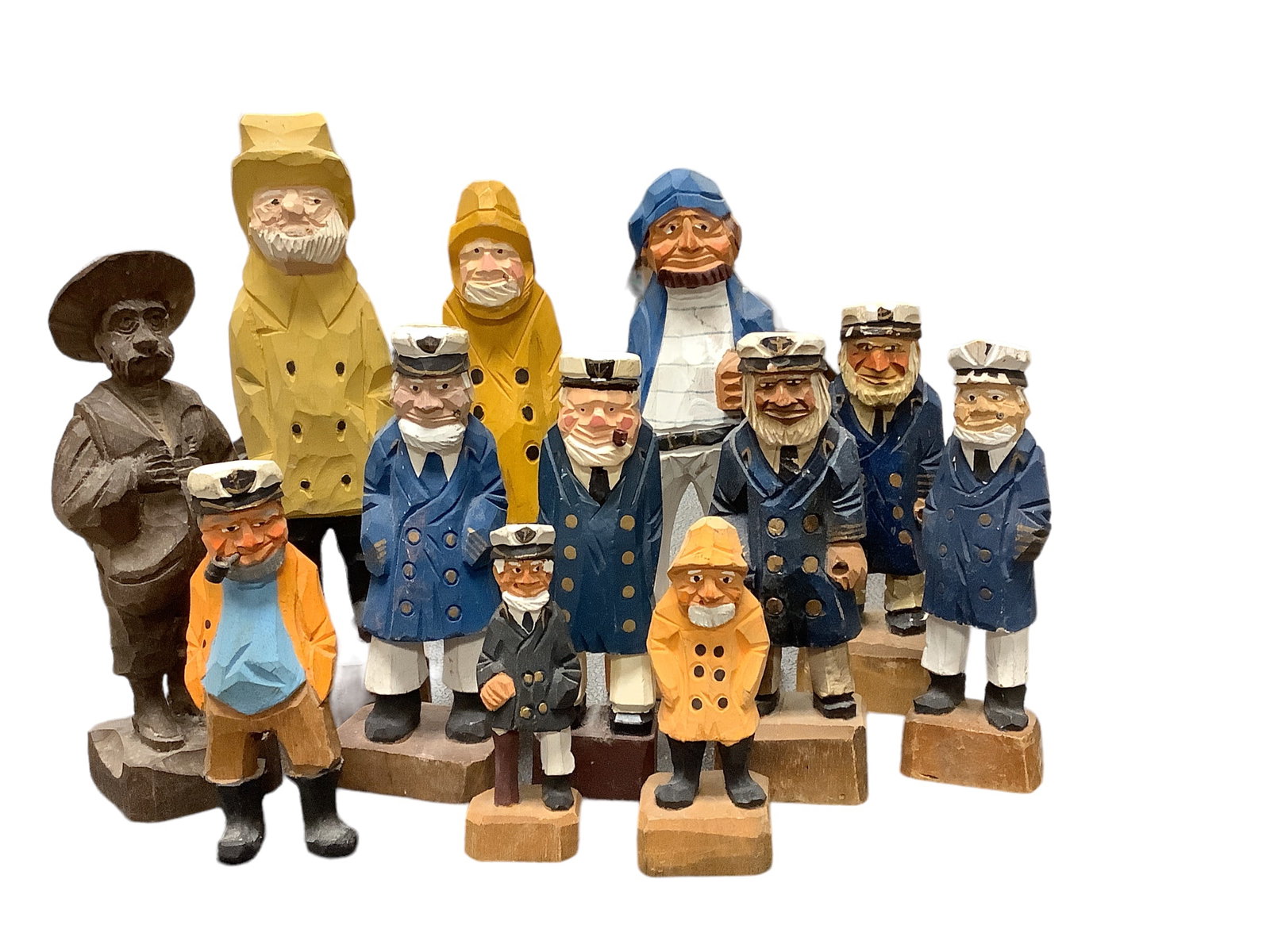 Carved Wood Figures: Carved Wood Figures One dozen small to medium sized carved wood figures.