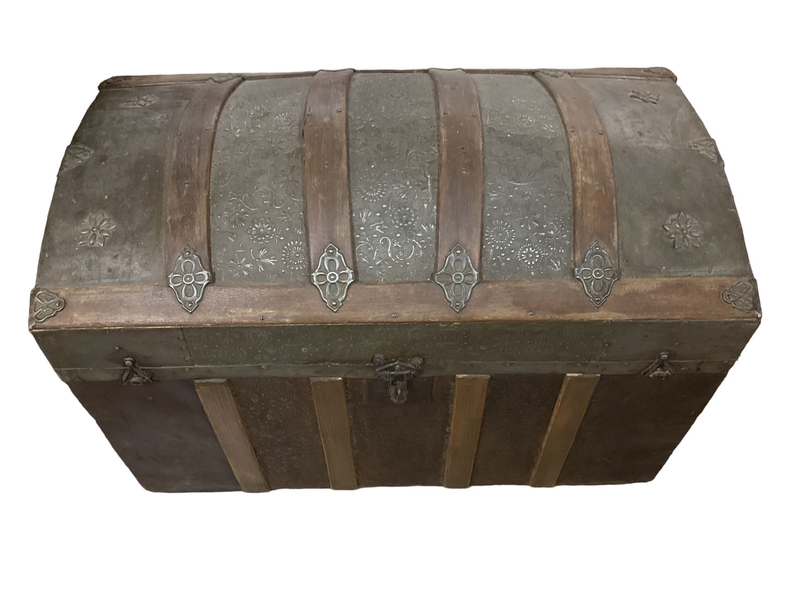 Wood & Punched Metal Dome Top Trunk (1 of 4)