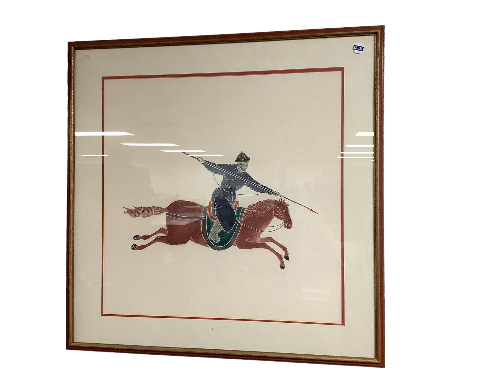 Asian warrior on Horse Print on Textured Paper: Asian warrior on Horse Print on Textured Paper 32î x 32î