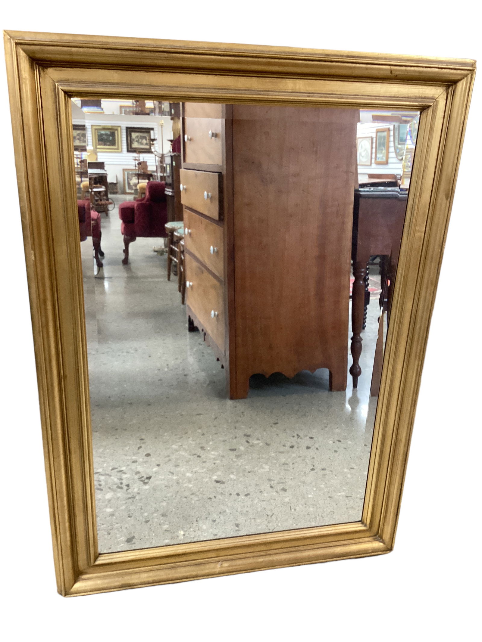 Large Gold Gilt Wood Framed Beveled Mirror (1 of 1)