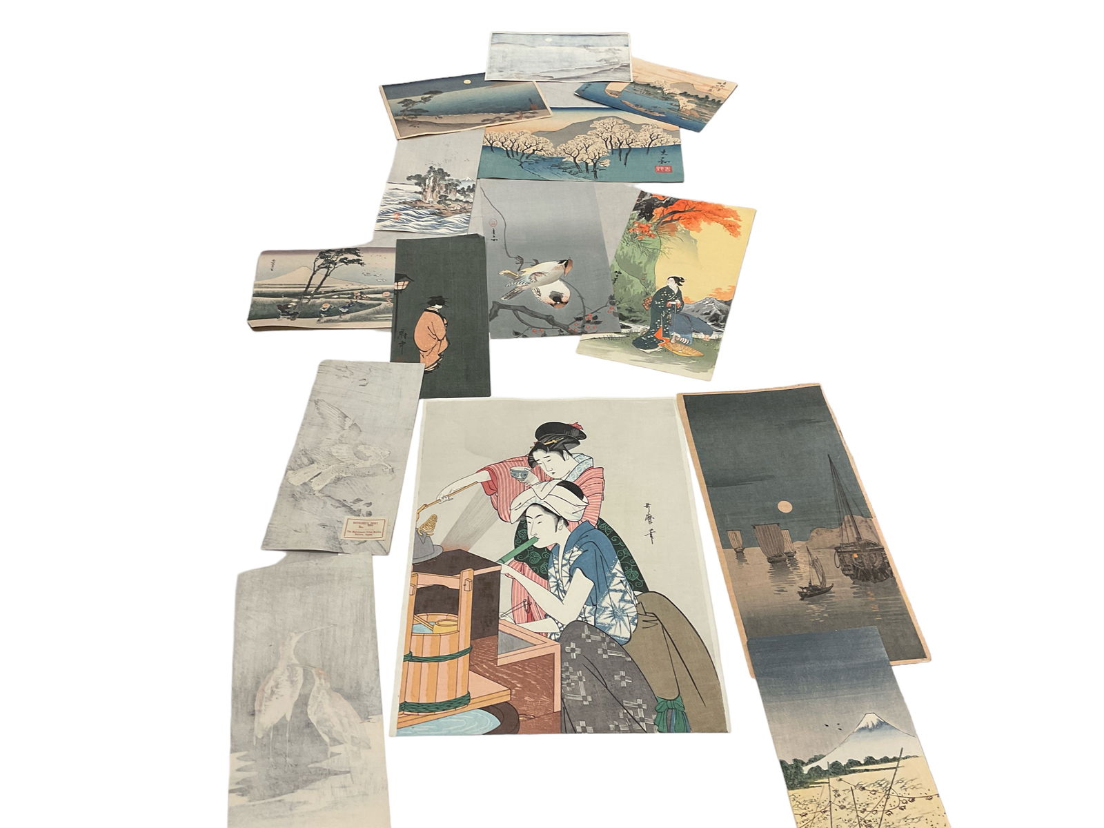 Group of 14 Japanese Wood Block Prints. (1 of 1)