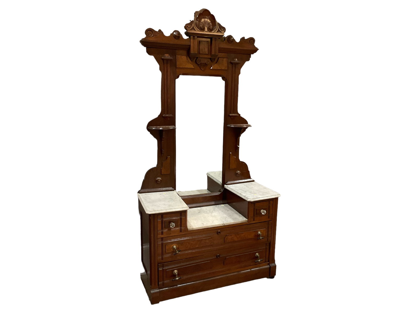 Walnut Victorian Drop Center Dresser 87 x 43 1/2 x 18 in. (221 x 110.5 x 45.7 cm.) (1 of 5)