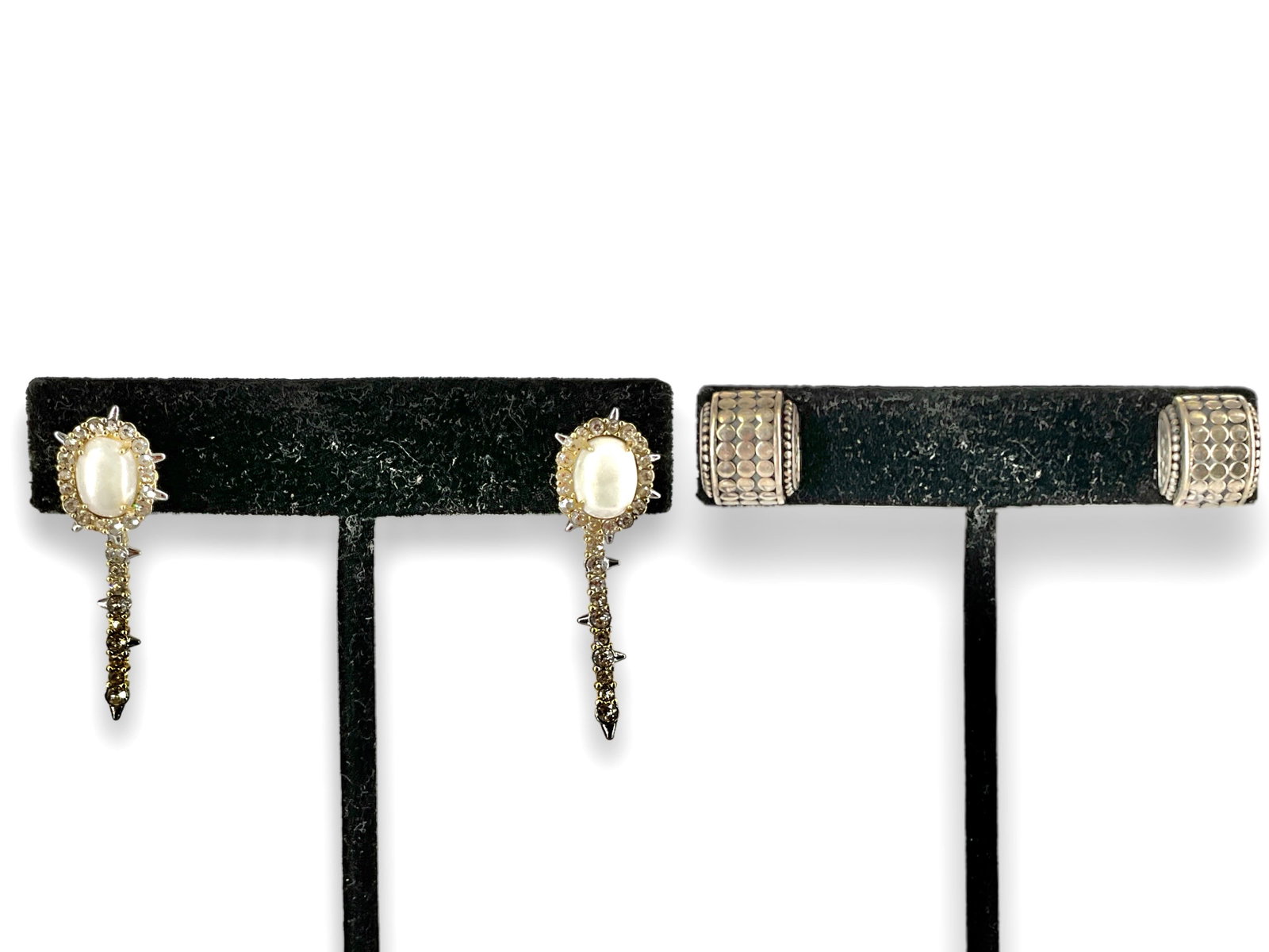 Designer ìDotî Silver Earrings and Gold-Tone Drop Earrings (1 of 10)