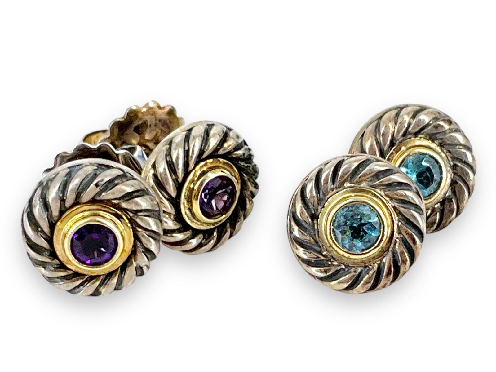 Two Pair David Yurman Silver Stud and Stone Earrings (1 of 6)