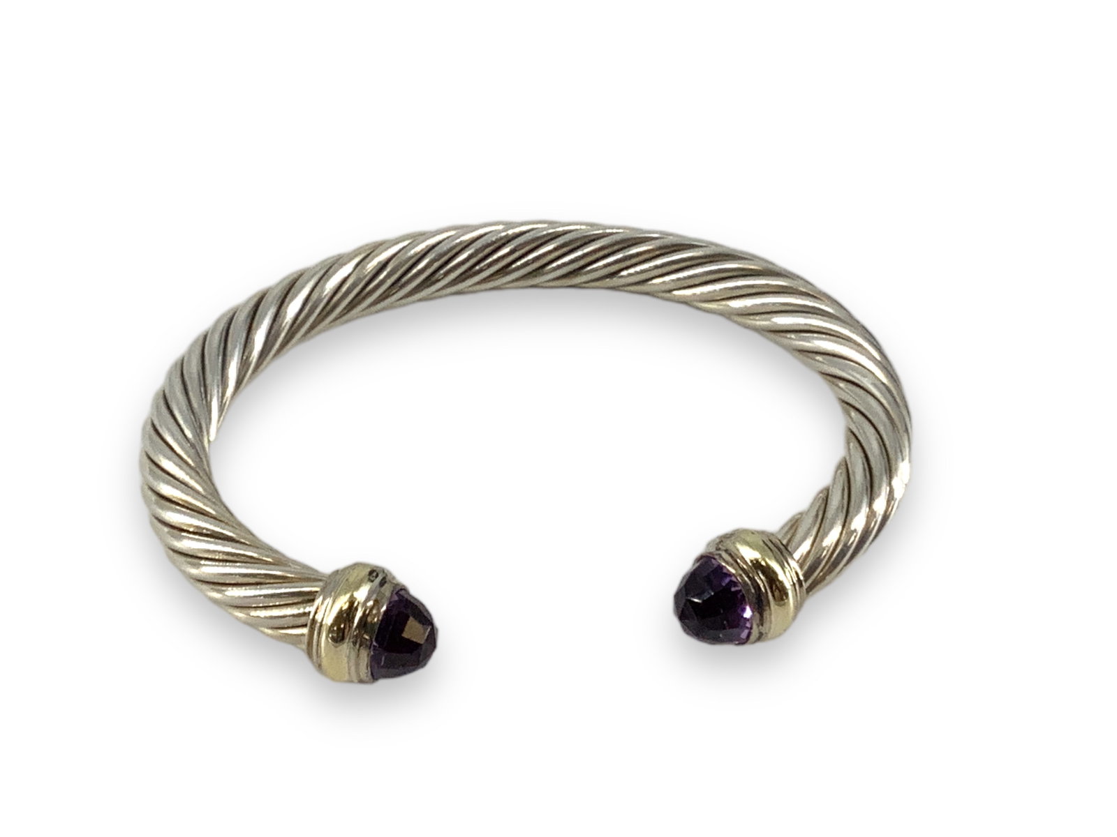 David Yurman Sterling Silver Cable Bracelet with Faceted Stones (1 of 3)