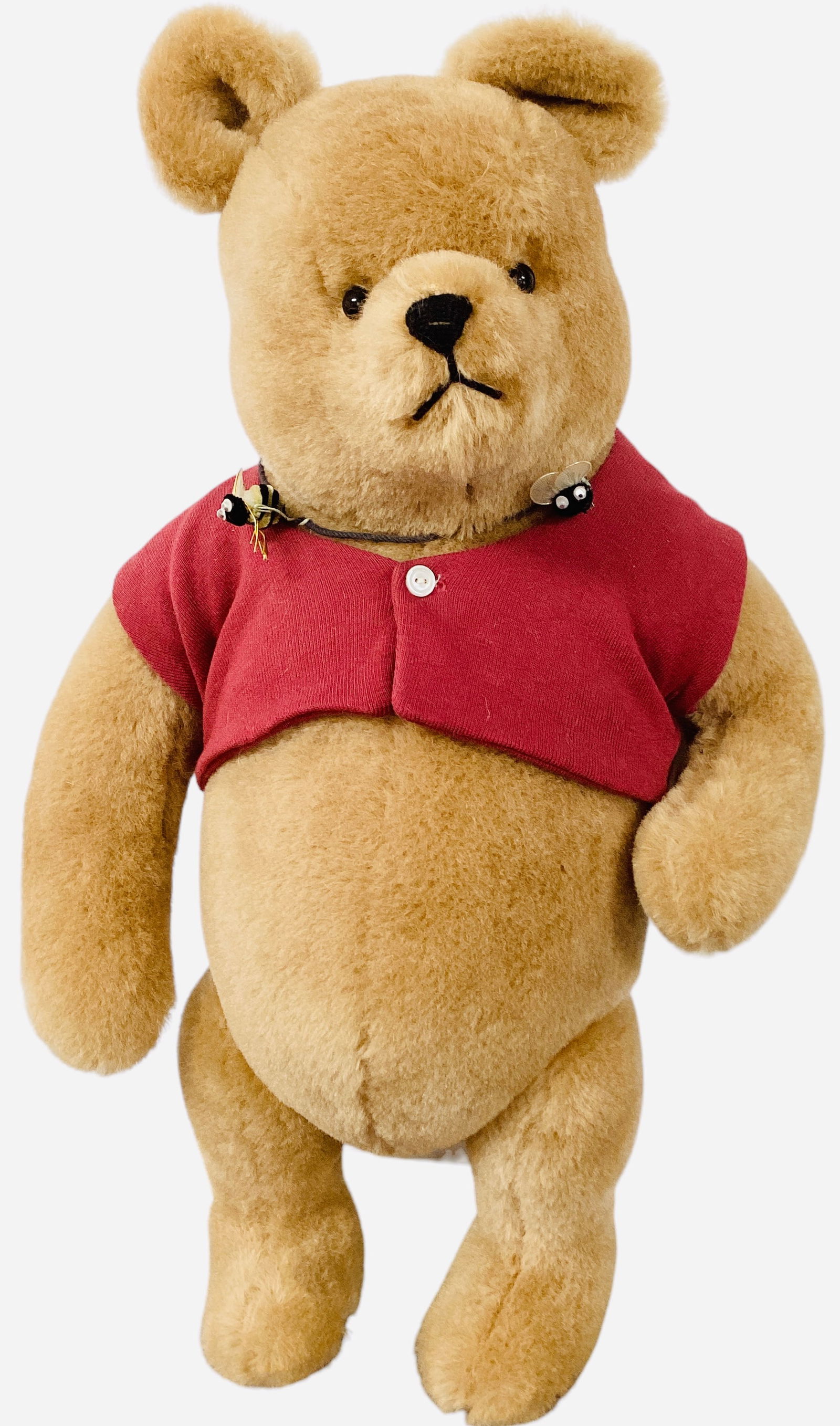 R. John Wright "Lifesize Winnie the Pooh".: R. John Wright "Lifesize Winnie the Pooh". 19" (including ears) mohair Winnie with shoe button eyes, stitched nose, jointed at the neck, shoulders and hips. Limited Edition No. 727/2500, comes in orig