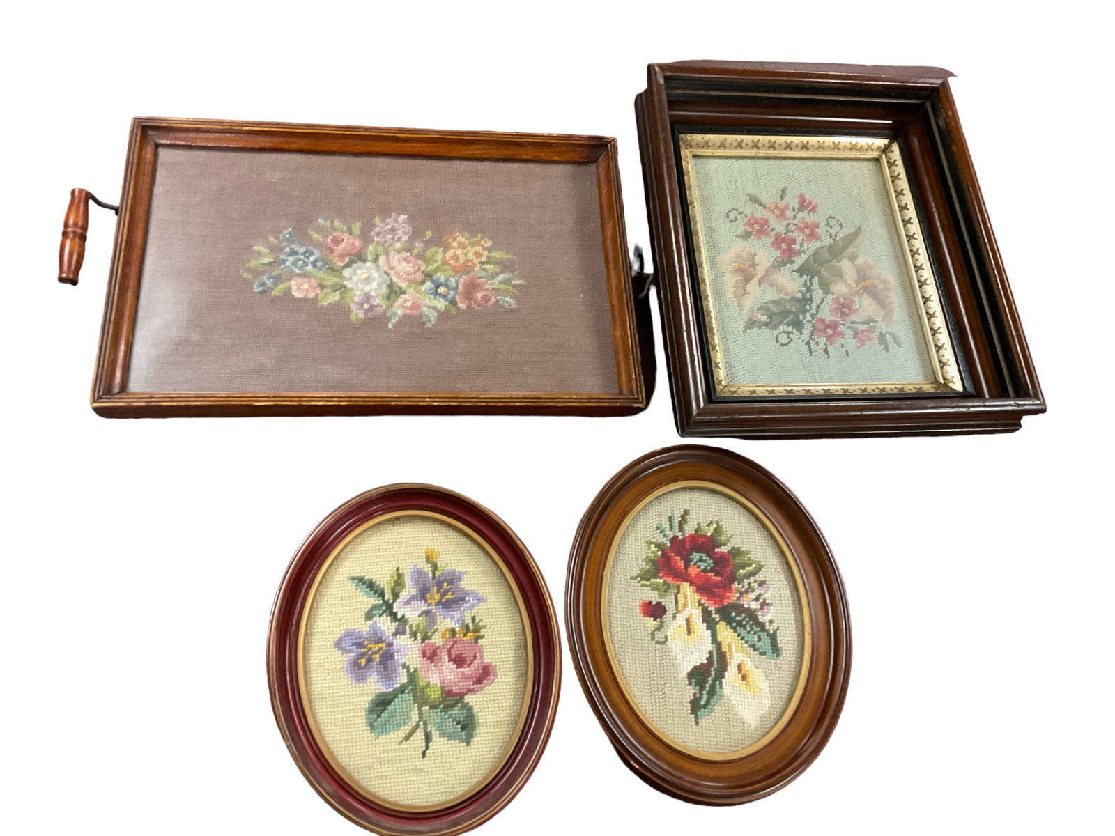 (4) Floral Needlepoint, Framed (1 of 5)