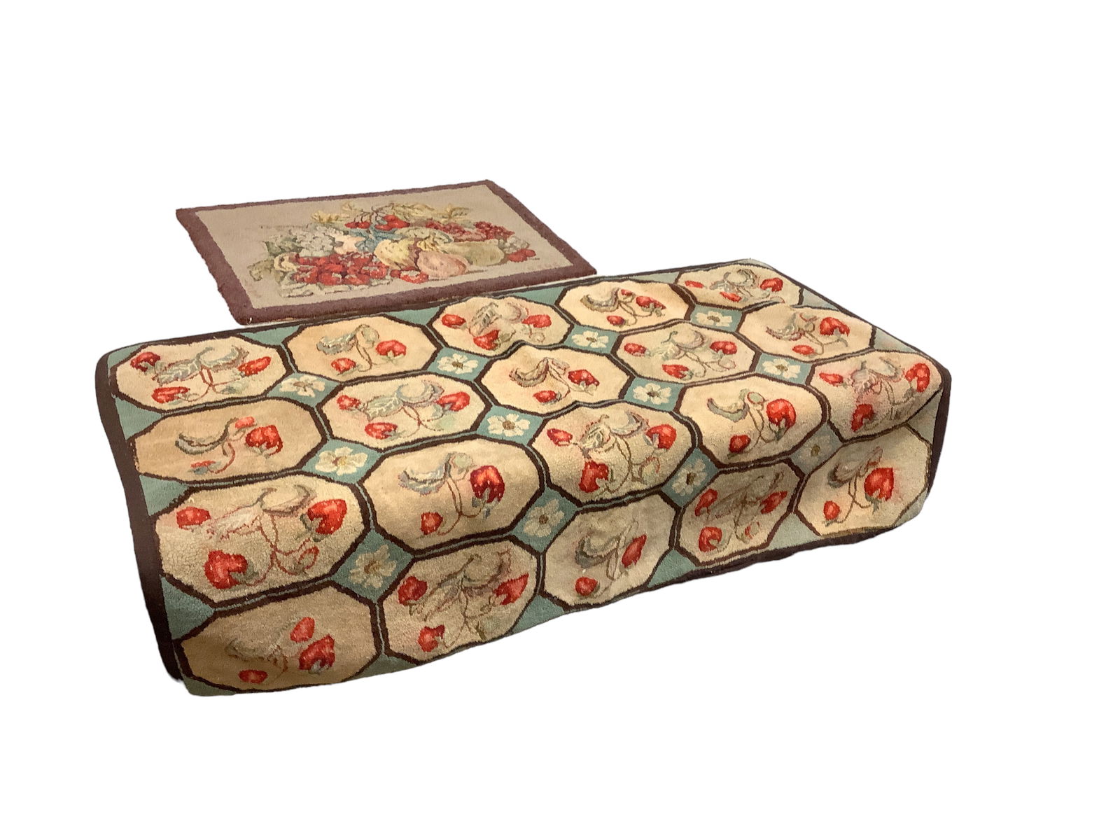 Vintage Hand Hooked Rugs with Strawberries (1 of 9)