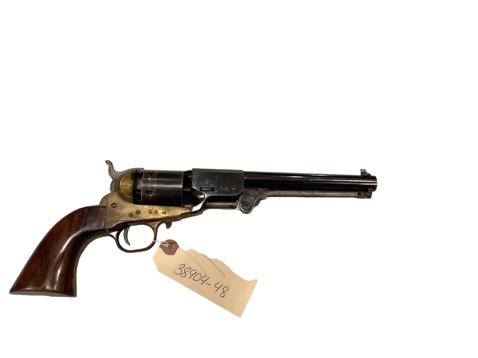Navy Arms .36 Caliber Revolver SN: 02857 ****** Does not need called in ******: Navy Arms .36 Caliber Revolver SN: 02857 ****** Does not need called in ****** ******Does not need called in ******* By bidding on this lot buyer accepts responsibility of knowledge of State and Feder