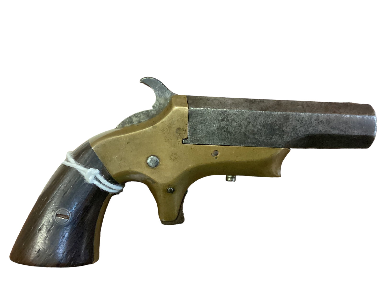Merrimack Firearms Model Derringer Southerner .41 Caliber Rimfire Caliber Single Shot Pistol SN: 844: Brass frame.*****Antique does not require background check*****By bidding on this lot buyer accepts responsibility of knowledge of State and Federal laws for their states requirements to purchase fire