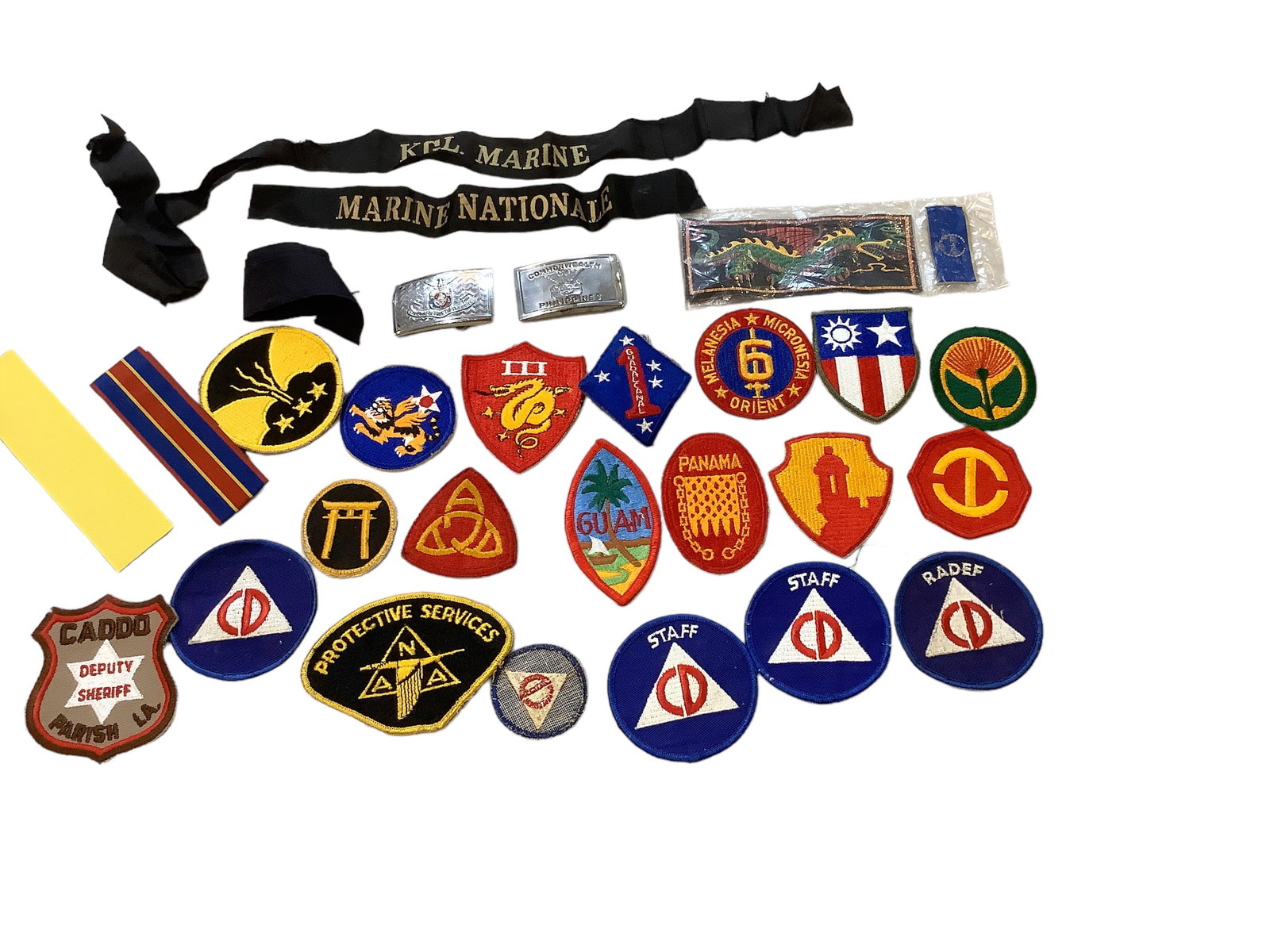Military Patches and Miscellaneous Items: Military Patches and Miscellaneous Items Includes (2) Philippines belt buckles,
