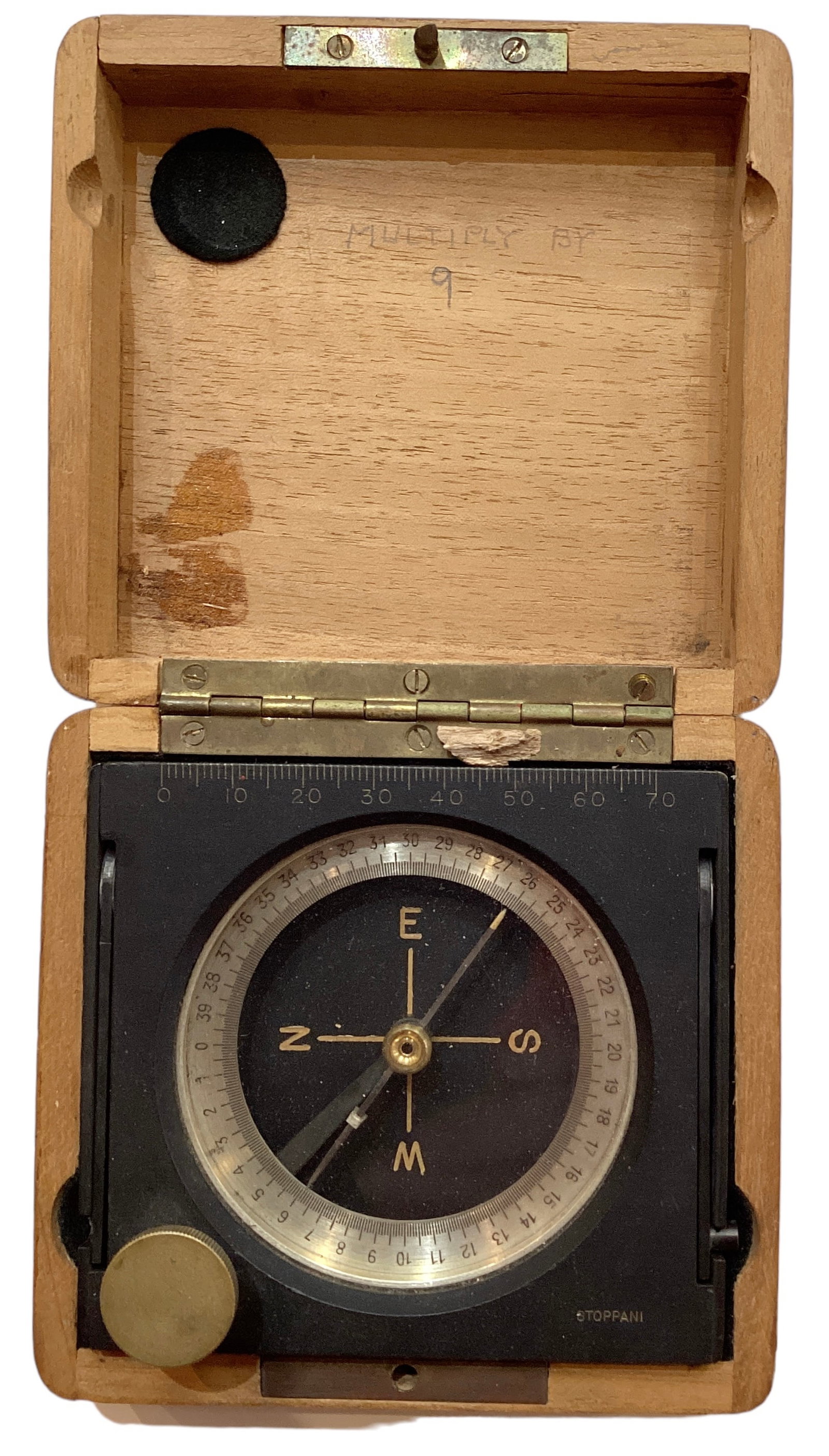 Stoppani Compass in Wood Case: Stoppani Compass in Wood Case The needle floats easily.