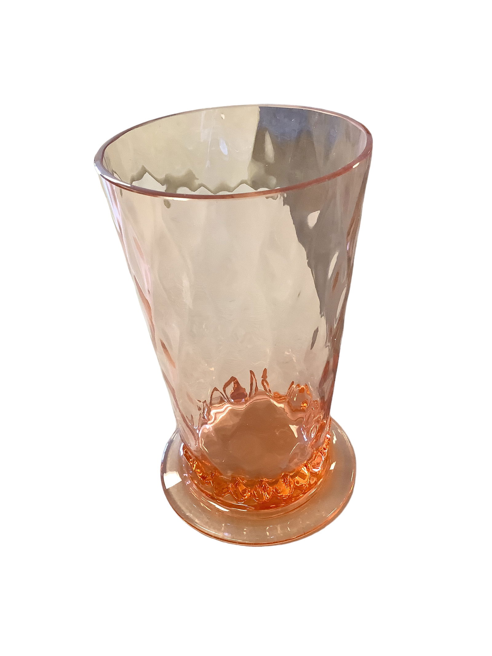 Heisey #4206 Optic Tooth 8" Flamingo Diamond Optic Vase: Heisey #4206 Optic Tooth 8" Flamingo Diamond Optic Vase