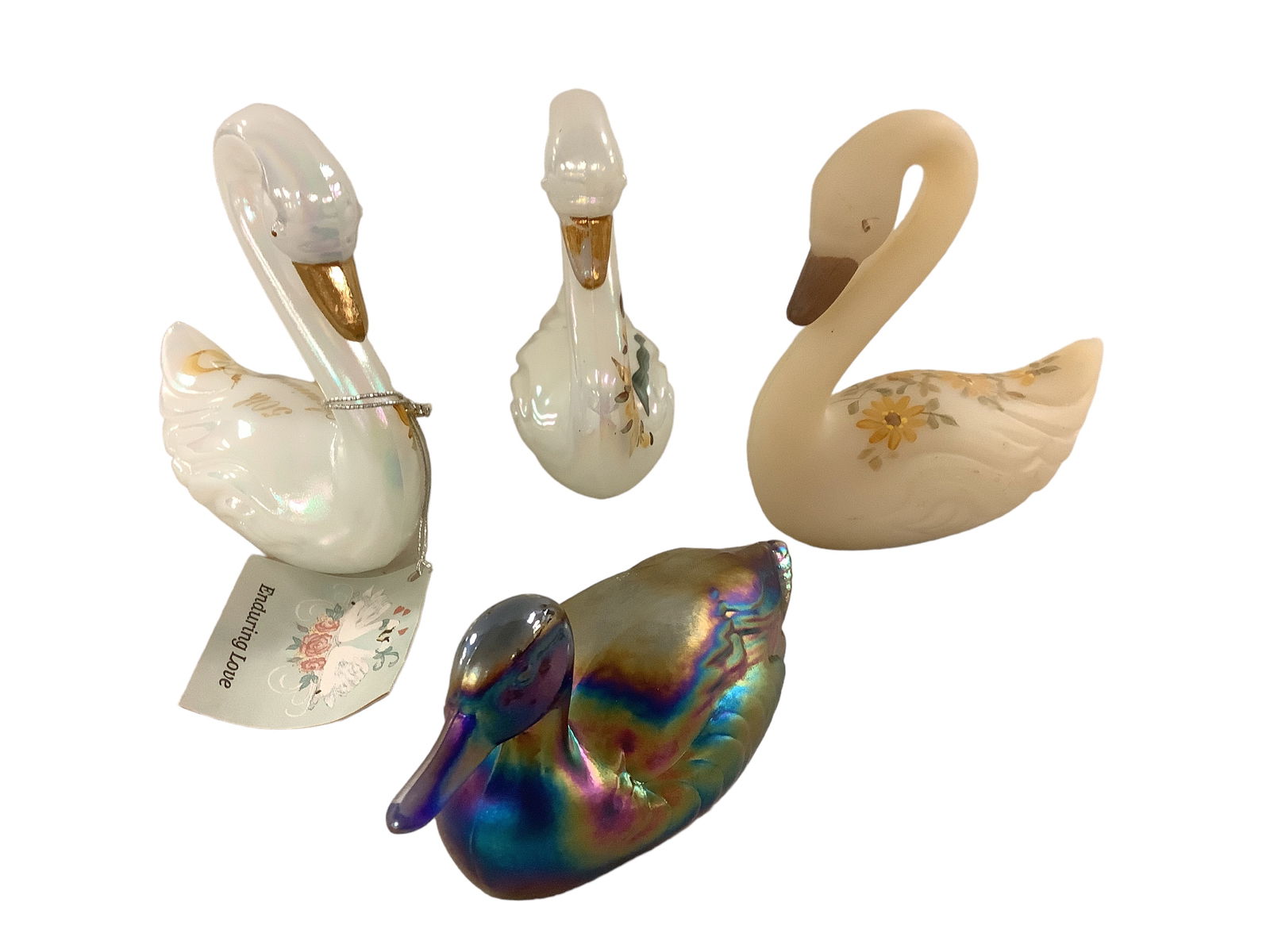 Fenton Carnival Glass Duck and "Enduring Love" Swans (1 of 5)