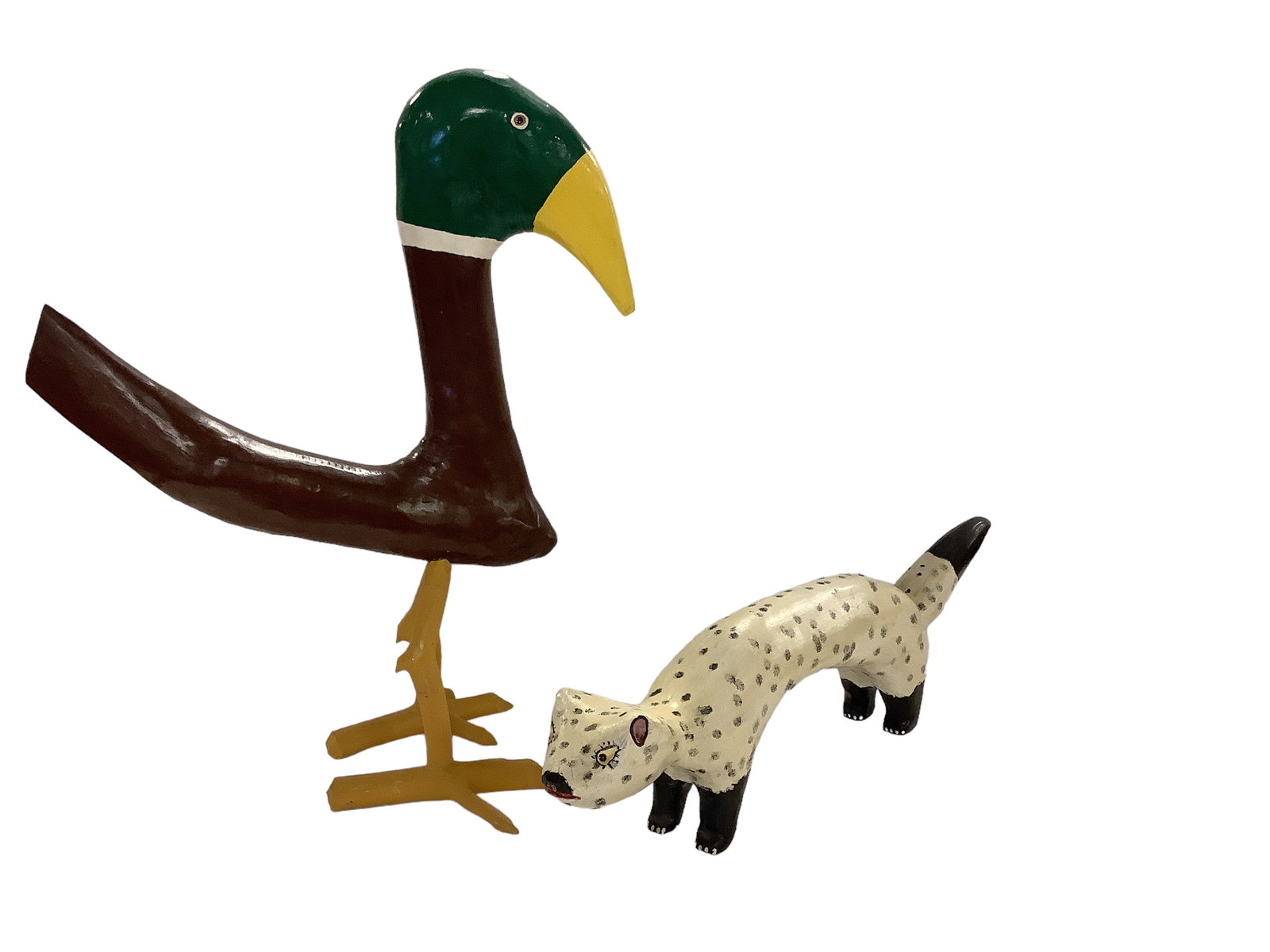 Carved Mallard Duck, Carved Ermine (1 of 5)