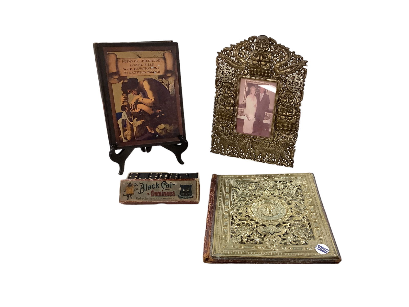 Miscellaneous Antiques Books, Frame, and Dominos (1 of 7)