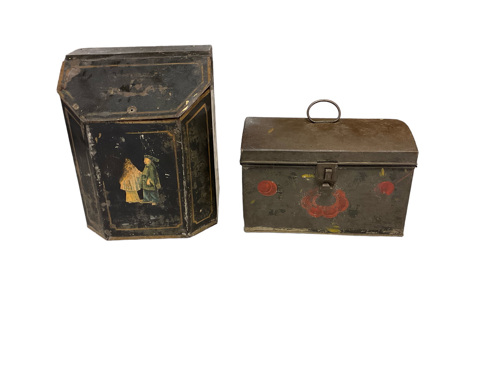 (2) Vintage Tin Boxes: (2) Vintage Tin Boxes9" x 6" lunch box. 8" x 10" wall box