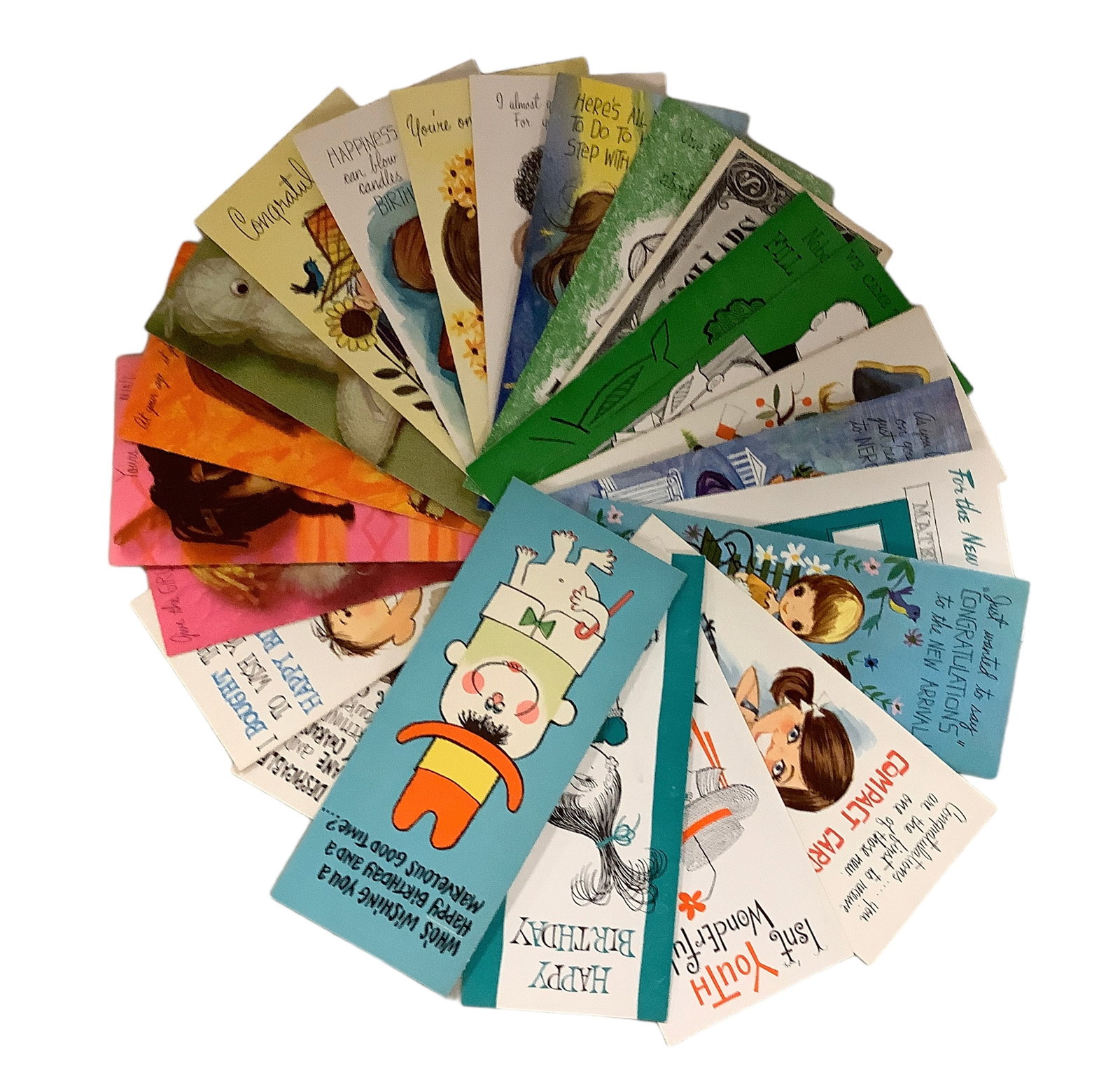 Miscellaneous Vintage Greeting Cards, Playing Cards, and Card Holders: Miscellaneous Vintage Greeting Cards, Playing Cards, and Card Holders (23) cards, envelopes and box. (14) decks of cards, and (3) card holders.