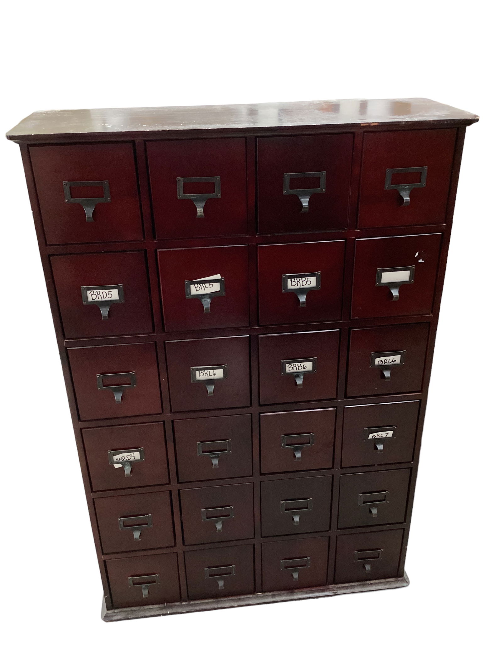24 Drawer Library Card Catalog Cabinet 40" H x 27" W x 9 1/2" D (1 of 3)