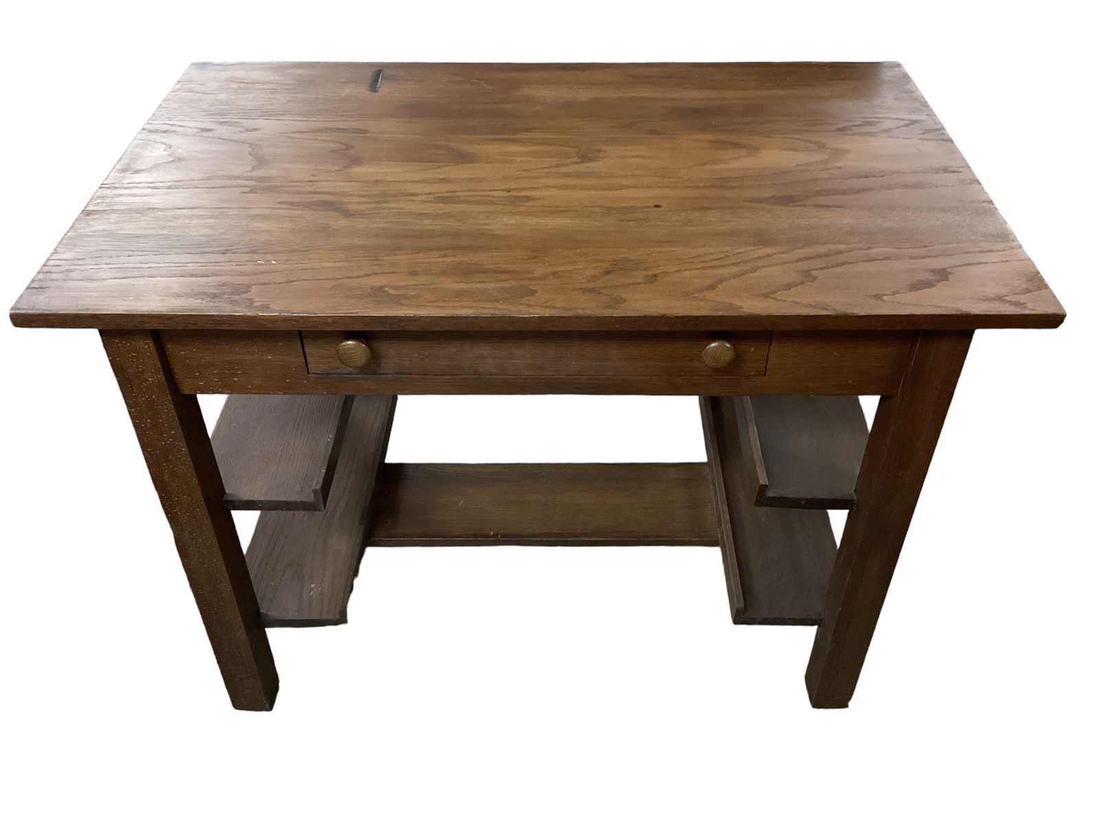 Oak Single Drawer Library Table 30" H x 42" W x 26 1/2" D (1 of 2)