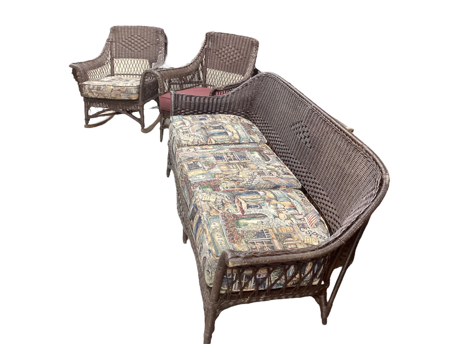 2 Dark Brown Wicker Chairs and Couch (1 of 3)