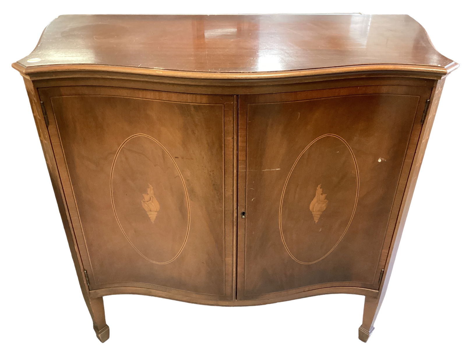 Mahogany Side Cabinet with Inlay 33 1/2" H x 38" W x 18 1/2" D (1 of 3)