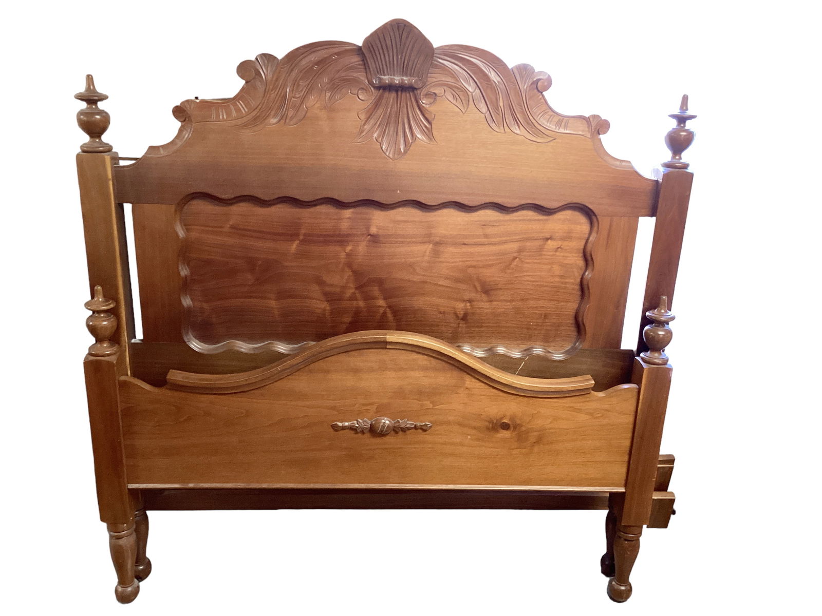 Walnut Victorian Full Size Bed Headboard 59 1/2" H x 56" W. Footboard 32" H (1 of 1)