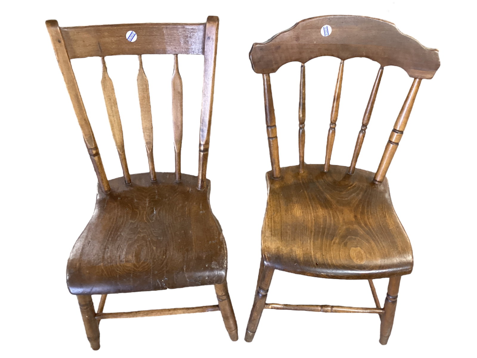 2 Wood Chairs one is a Plank Seat: 2 Wood Chairs one is a Plank Seat
