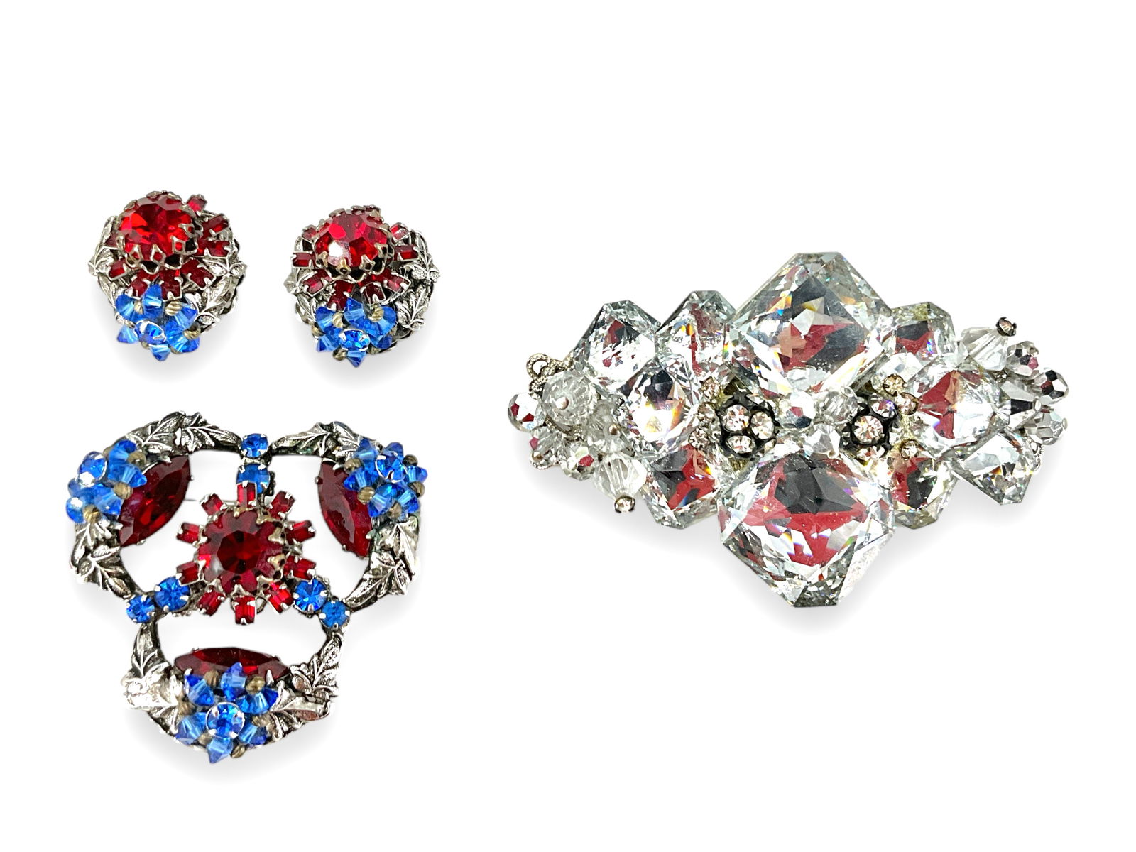 Fancy DiamantÈ Brooch and Vintage Brooch and Earrings by "Eugene" (1 of 10)