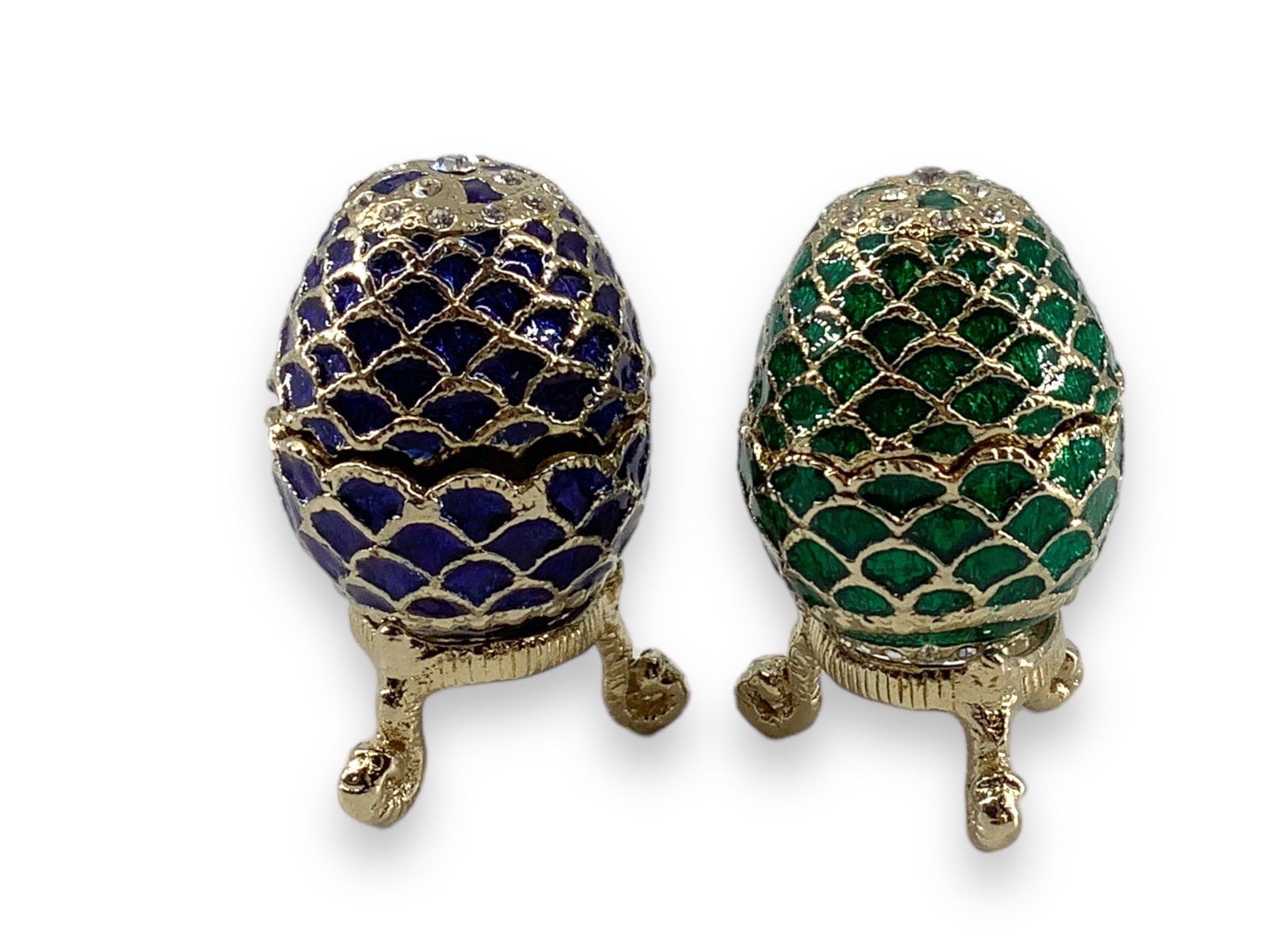 (2) Small Enameled Egg Trinket Boxes (1 of 6)