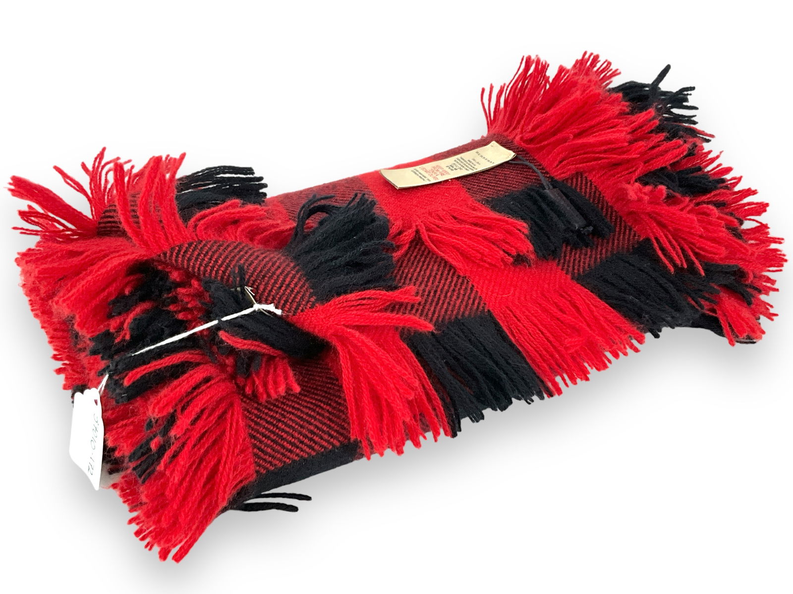 NWT Burberry, London England, Red and Black 100% Wool Scarf (1 of 6)