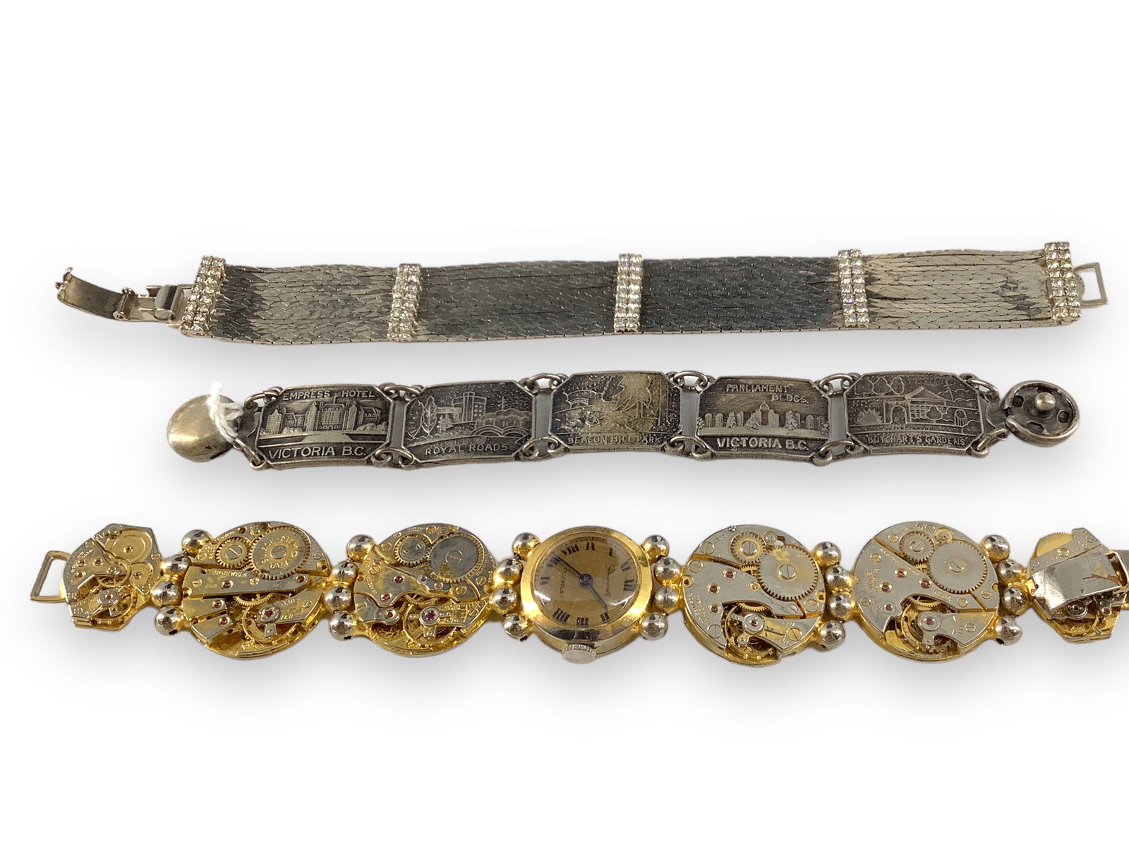 Cool "Schiaparelli" Bracelet/Watch, Multi-Strand Silver-Tone Bracelet and Souvenir Bracelet (1 of 6)