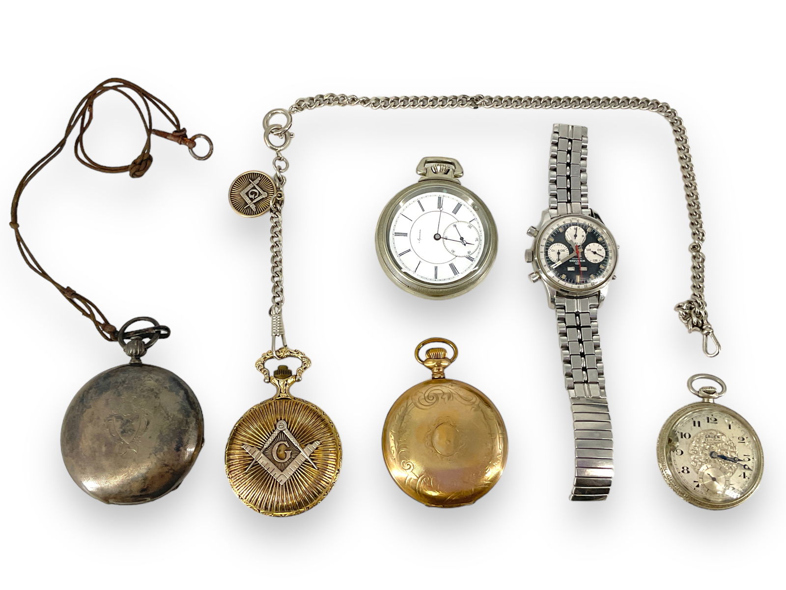 Assortment of Pocket Watches + One Wrist Watch (1 of 8)