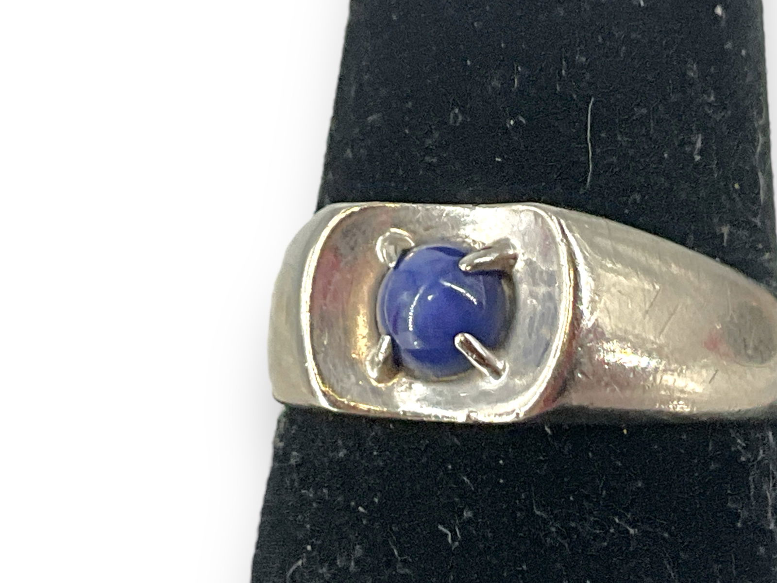 10kt White Gold Mid-Century Modern Blue Star Sapphire Ring (1 of 5)