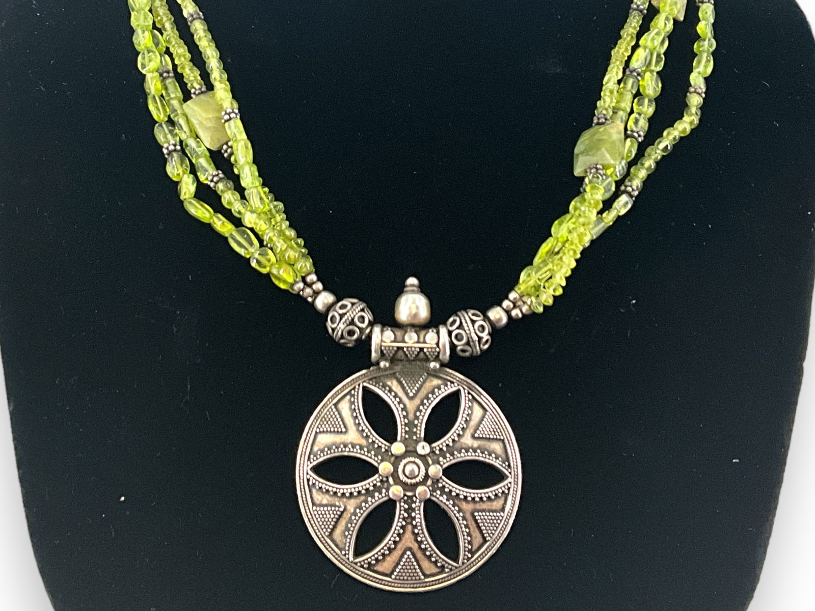 Sterling Silver and Peridot Statement Necklace (1 of 6)