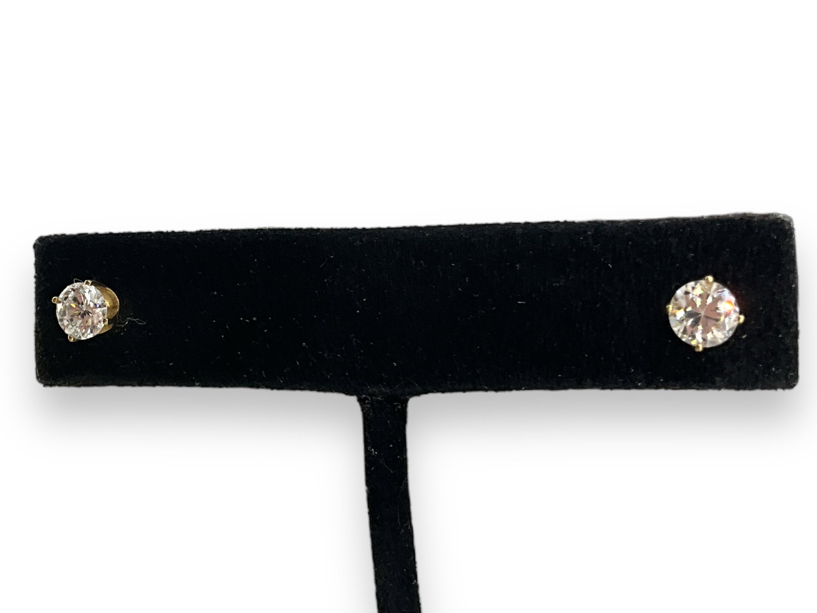 Pair of 14kt Gold and CZ Stone Stud/Solitaire Earrings (1 of 4)