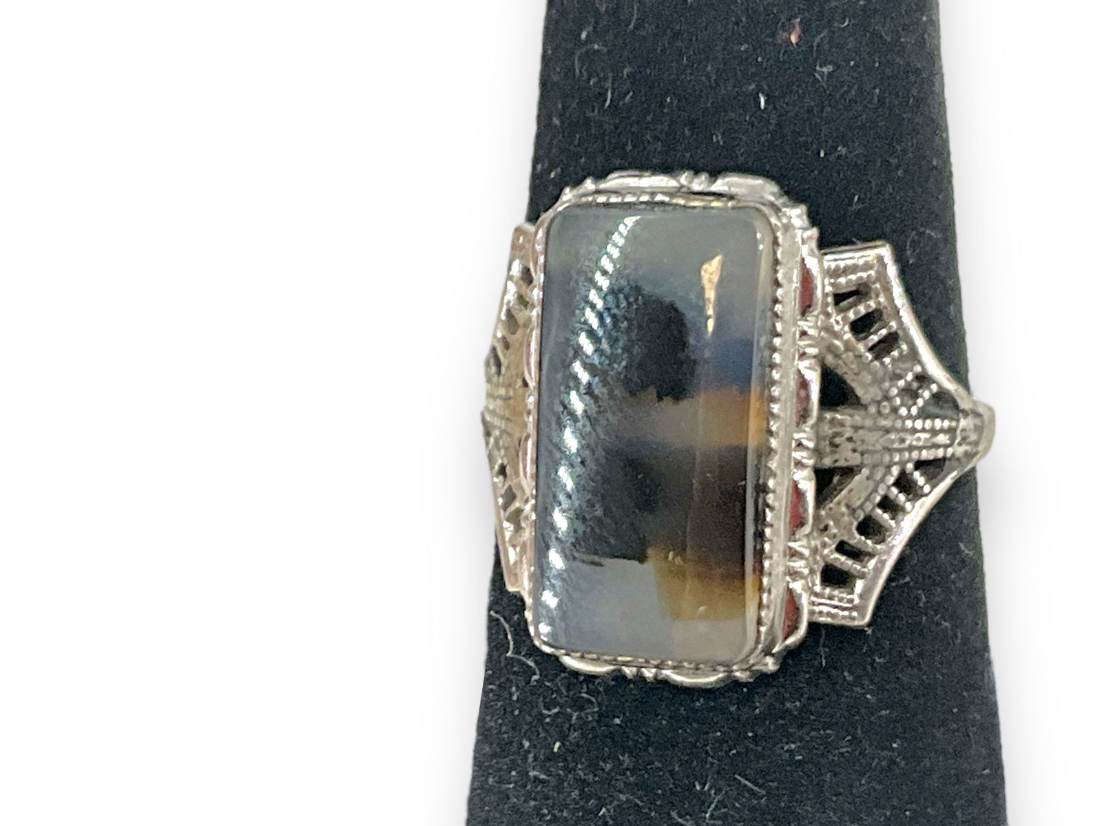 Sterling Silver and Agate Stone Ring (1 of 4)